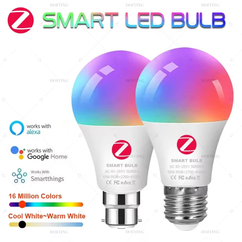 PureNode ZigBee Smart Bulb - B22 bayonet and E27 screw versions, works with Alexa, Google Home and SmartThings, 16 million colours