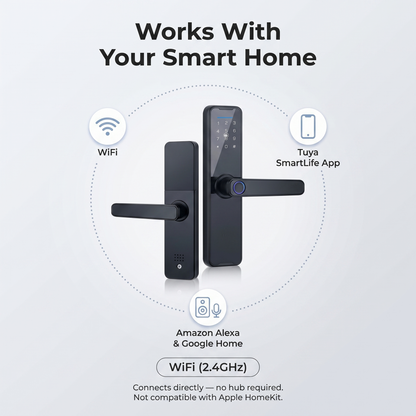 PureNode WiFi Smart Door Lock - works with Tuya SmartLife, Alexa, Google Home