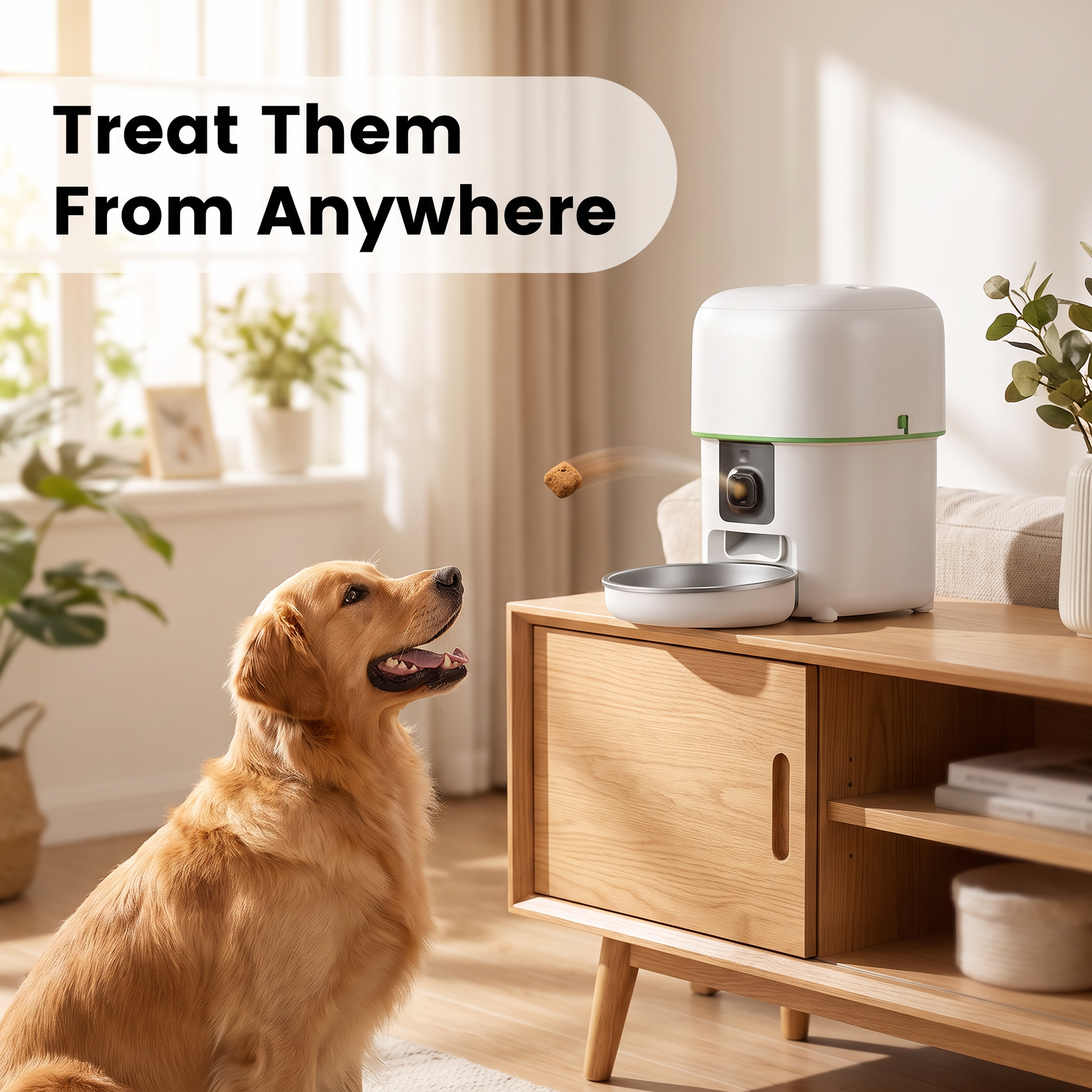 PureNode WiFi Pet Camera Treat Dispenser - treat tossing use case