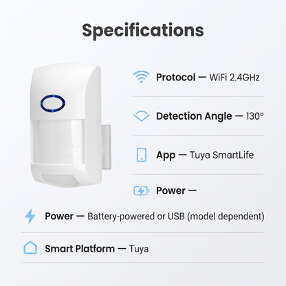 PureNode WiFi PIR Sensor No Hub Required - specifications sheet