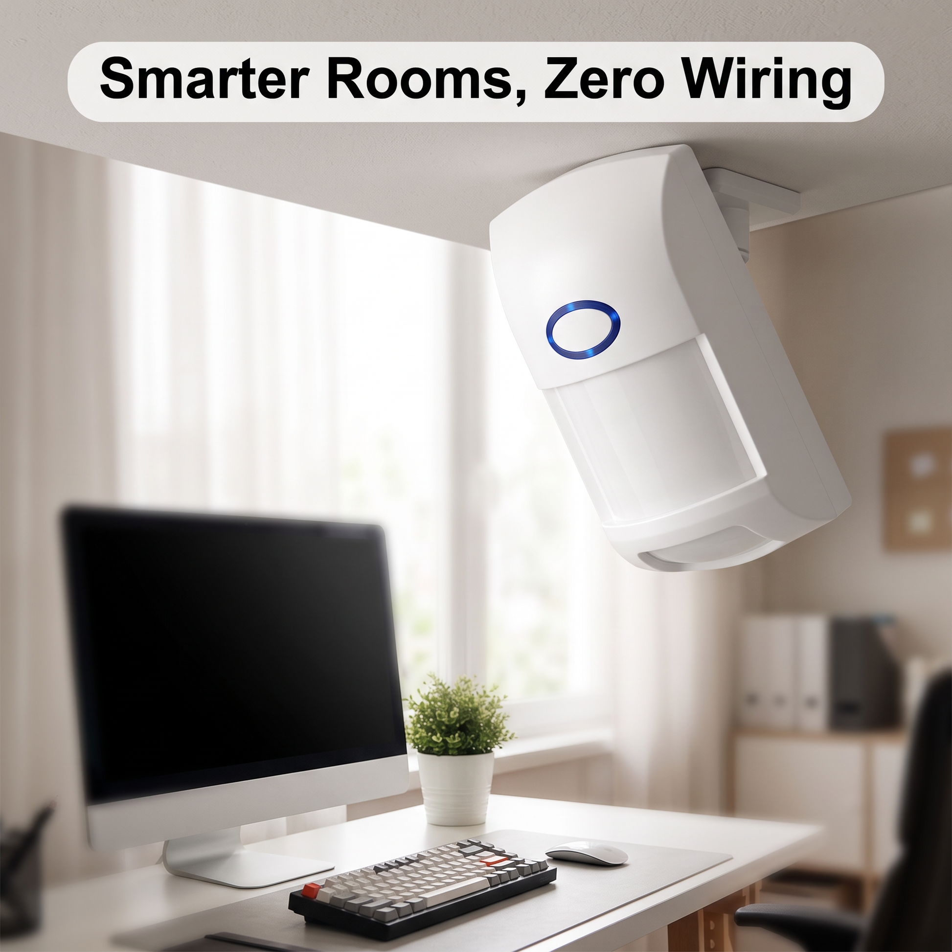 PureNode WiFi PIR Sensor No Hub Required - home office ceiling mount use case