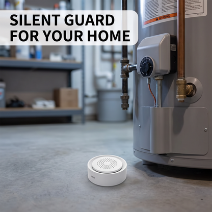 PureNode WiFi Water Leak Kit Siren Alarm - water heater use case