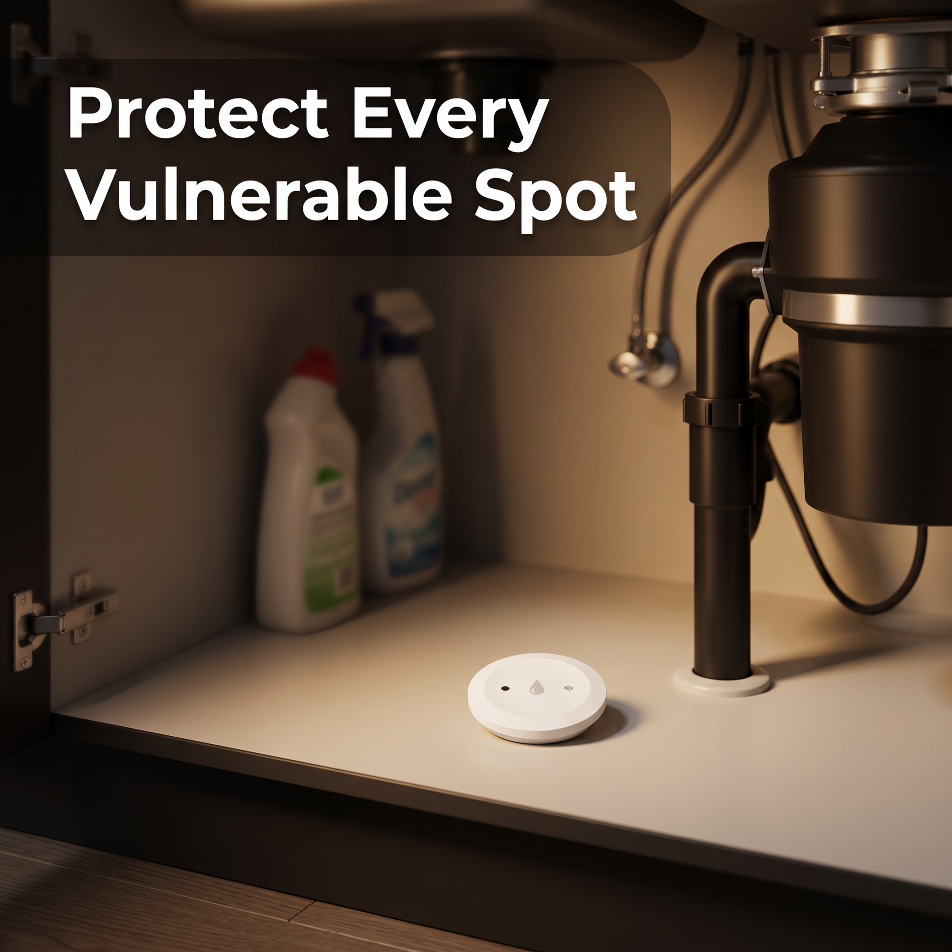 PureNode ZigBee Water Leak Sensor CR2032 - kitchen sink use case
