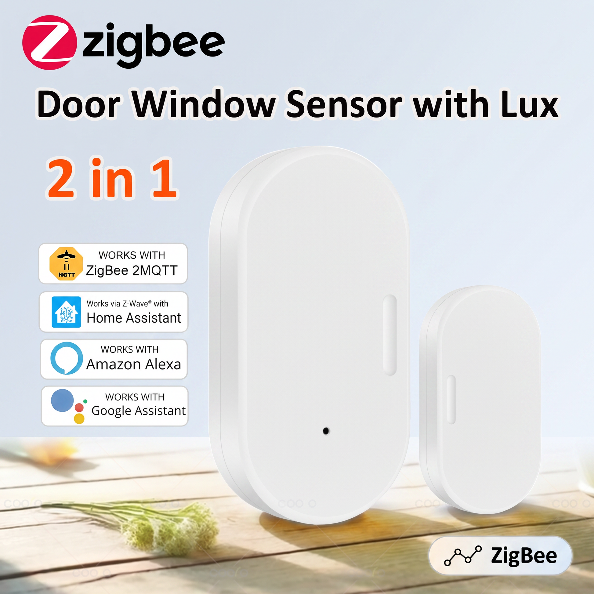 PureNode ZigBee Door Sensor 2-in-1 Lux+Magnet - hero shot