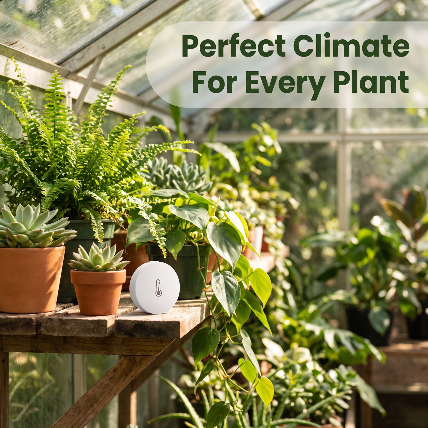 Smart temperature sensor monitoring greenhouse plant growing conditions
