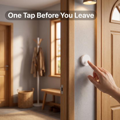 Smart Scene Button mounted by front door for one tap exit routine