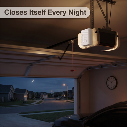 Smart garage door automatically closing on nightly schedule