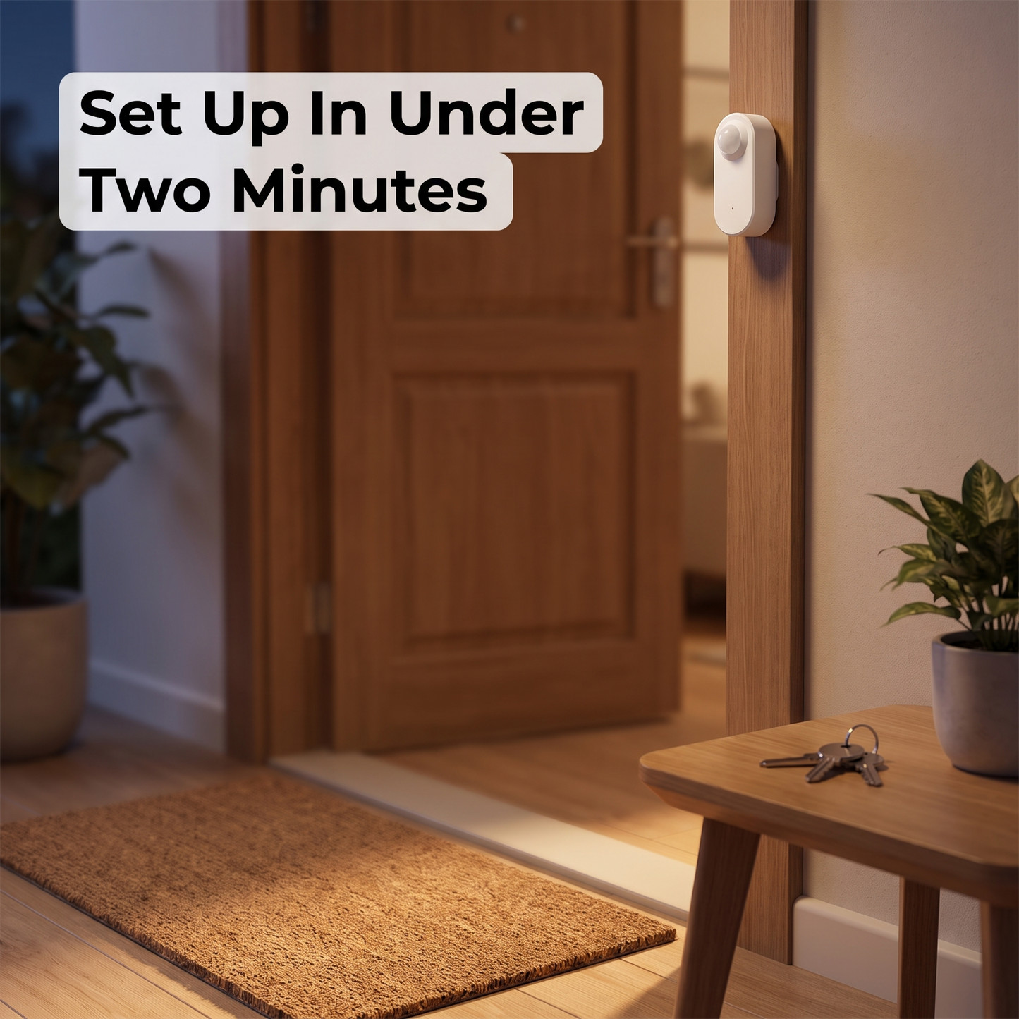 WiFi motion sensor mounted above front entry door