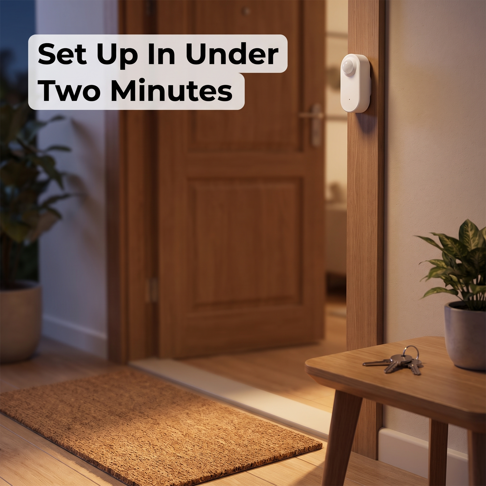 WiFi motion sensor mounted above front entry door