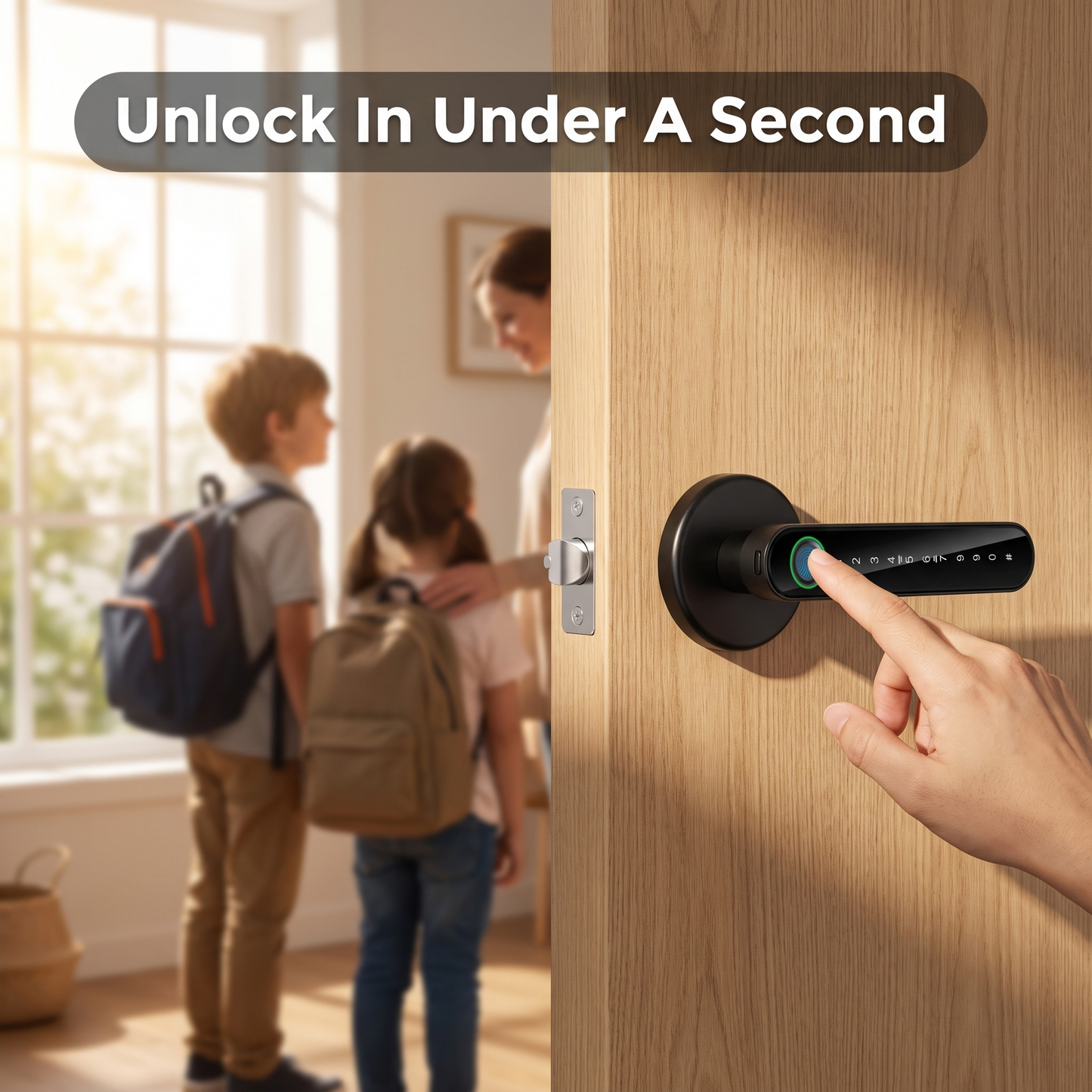 Fingerprint door lock providing fast family morning access