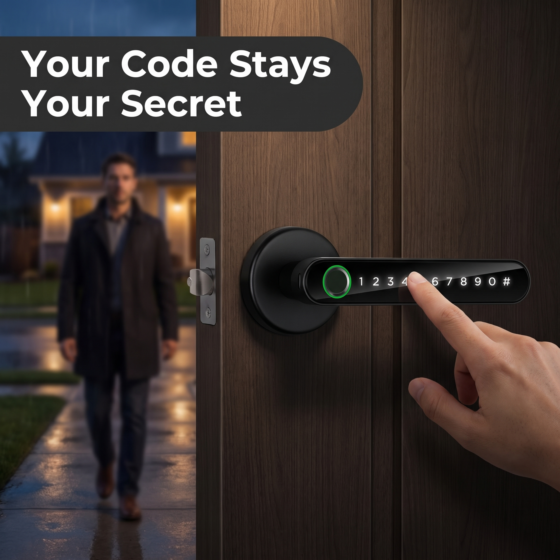 Fingerprint door lock anti-peep PIN entry protecting your code at night